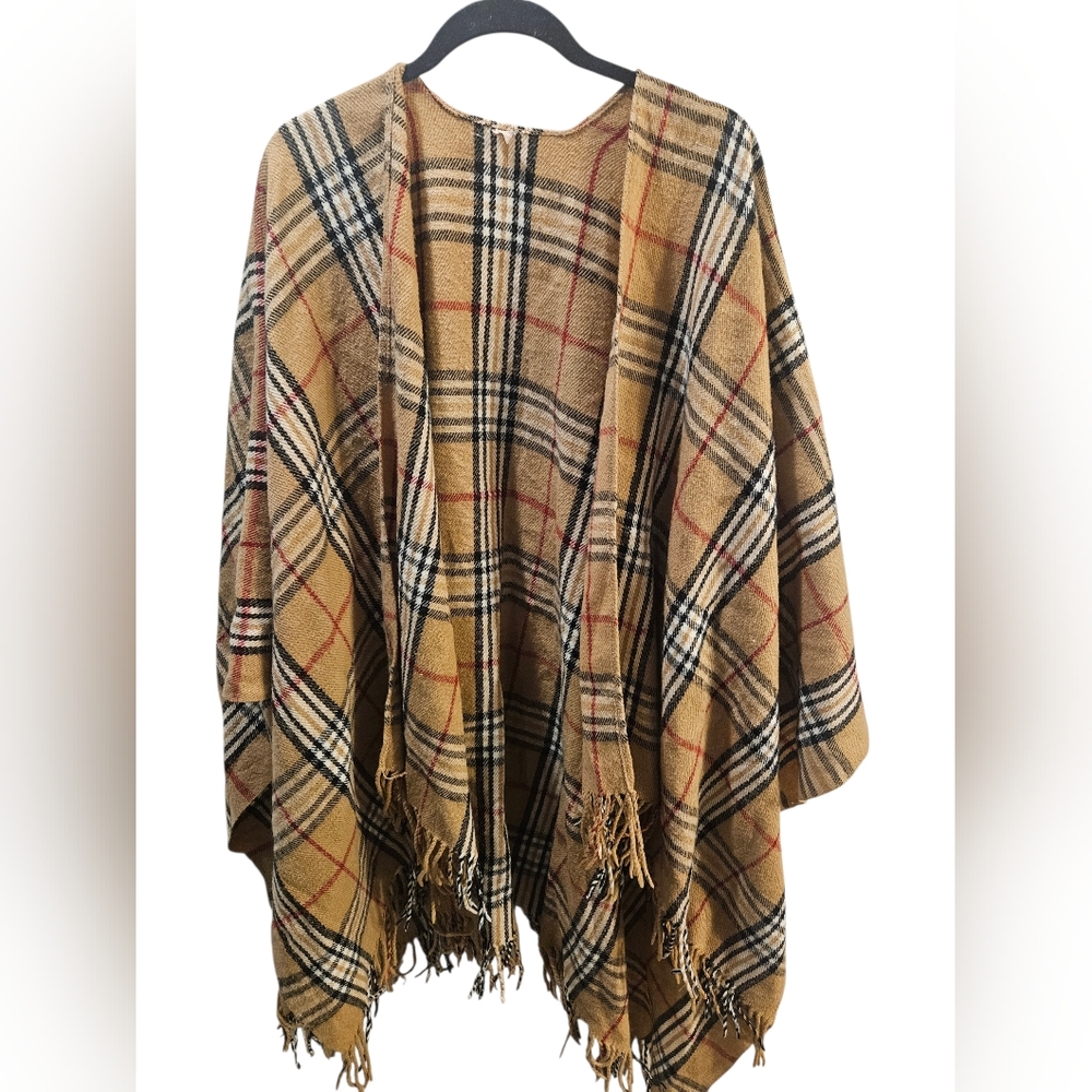 Plaid Fringe Shawl